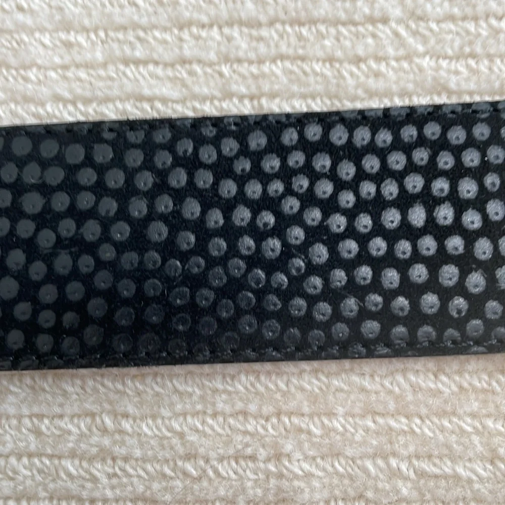 Womens Black Leather Dress Belt With Gold Accent Links